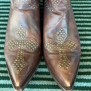 Old Gringo Brown Cross Studded Heeled Boots